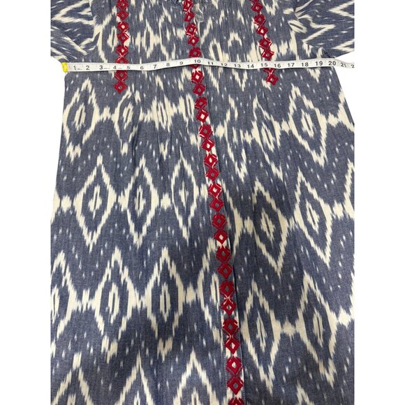 Sundance Isabel Ikat Shirt Dress Embroidered Short Sleeve Blue White Size M NEW - Picture 7 of 8